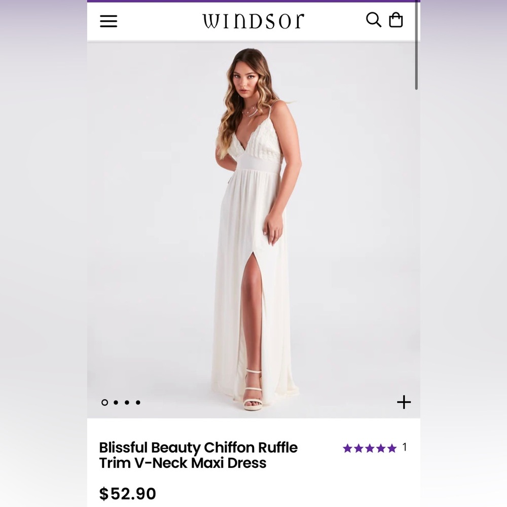 Brand new Windsor Blissful Beauty Chiffon Ruffle V-Neck Maxi dress
